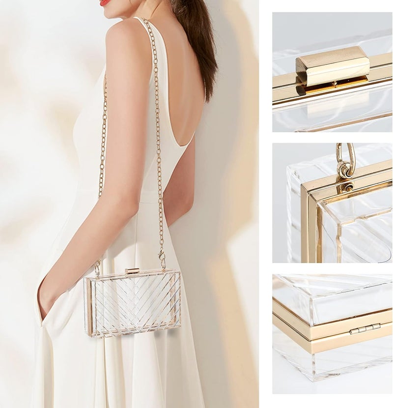 WJCD Clear Purses For Women Acrylic Clear Clutch Bag Stadium Approved - Image 4